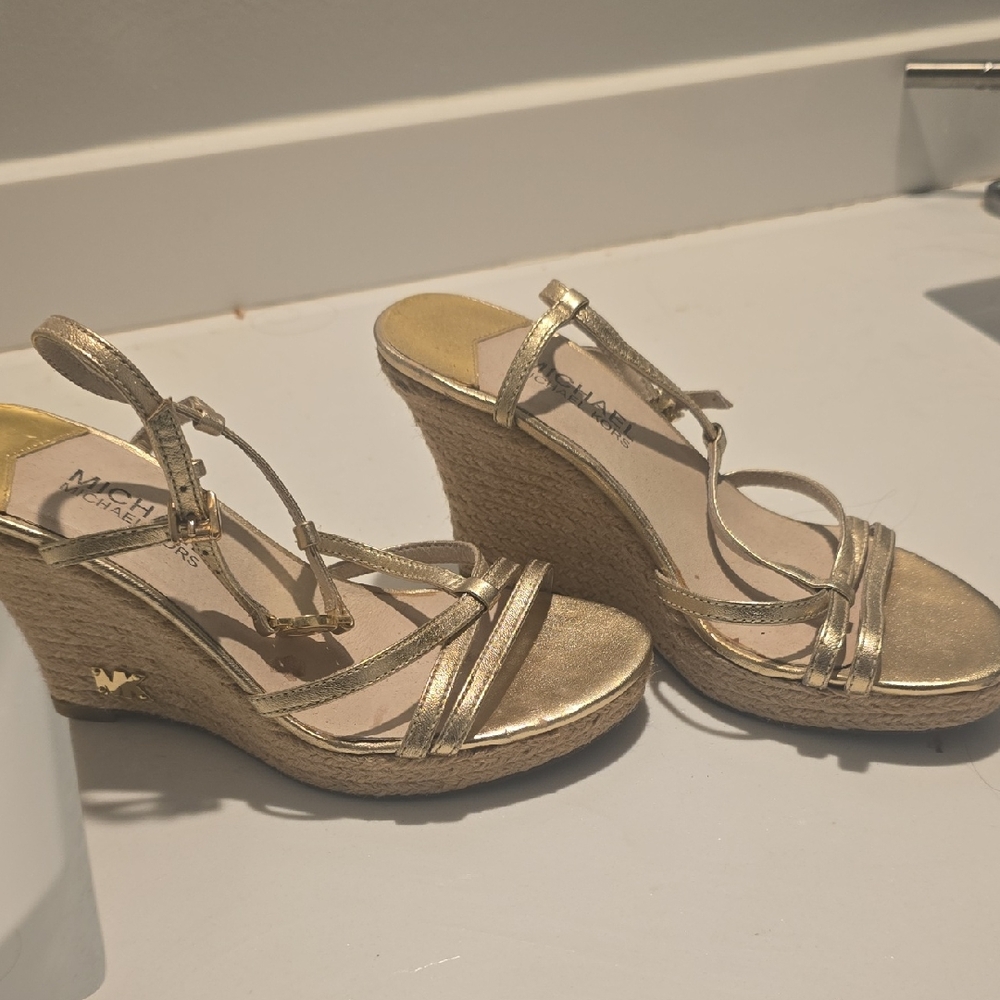 Michael Kors Metallic Gold Wedge Sandals